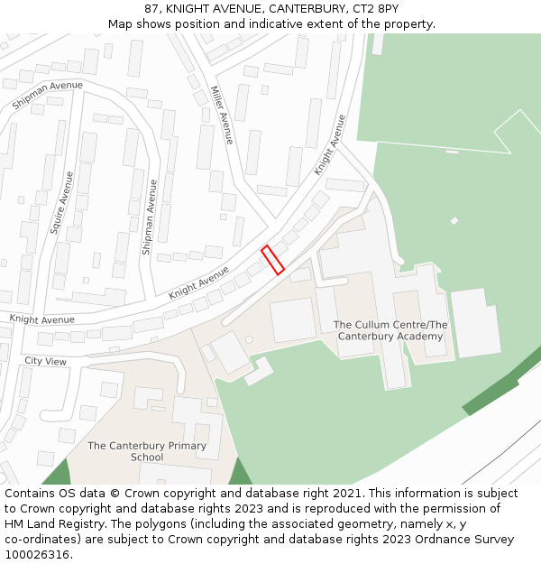 87, KNIGHT AVENUE, CANTERBURY, CT2 8PY: Location map and indicative extent of plot