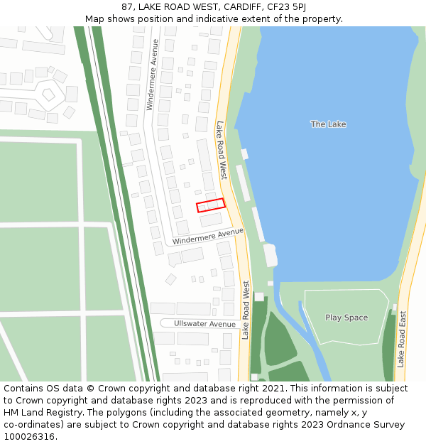 87, LAKE ROAD WEST, CARDIFF, CF23 5PJ: Location map and indicative extent of plot