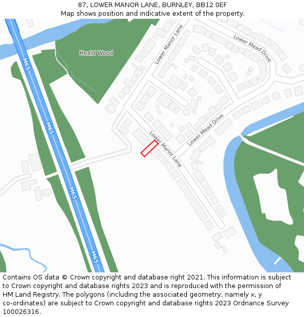 87, LOWER MANOR LANE, BURNLEY, BB12 0EF: Location map and indicative extent of plot