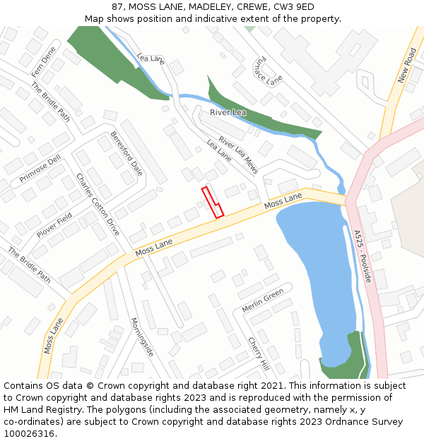 87, MOSS LANE, MADELEY, CREWE, CW3 9ED: Location map and indicative extent of plot