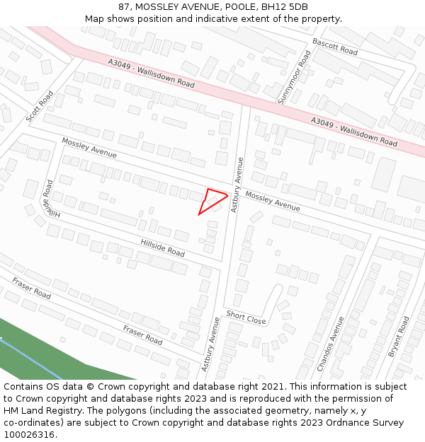 87, MOSSLEY AVENUE, POOLE, BH12 5DB: Location map and indicative extent of plot