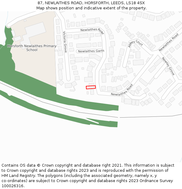87, NEWLAITHES ROAD, HORSFORTH, LEEDS, LS18 4SX: Location map and indicative extent of plot