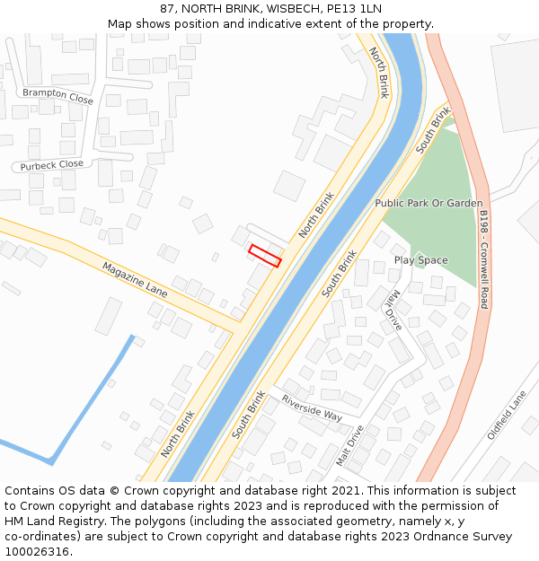 87, NORTH BRINK, WISBECH, PE13 1LN: Location map and indicative extent of plot