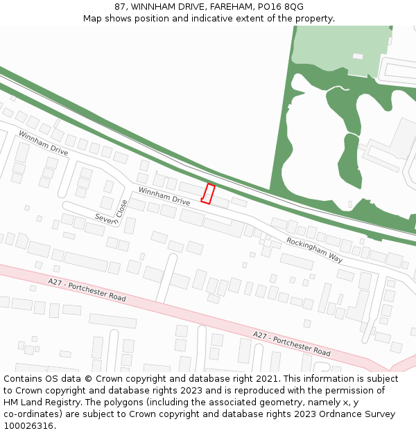 87, WINNHAM DRIVE, FAREHAM, PO16 8QG: Location map and indicative extent of plot