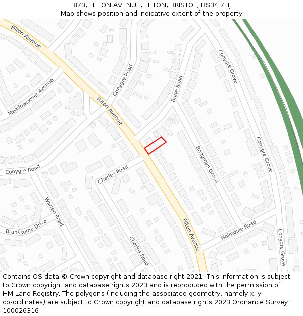 873, FILTON AVENUE, FILTON, BRISTOL, BS34 7HJ: Location map and indicative extent of plot