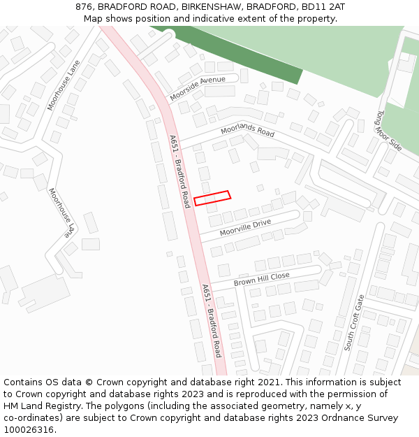 876, BRADFORD ROAD, BIRKENSHAW, BRADFORD, BD11 2AT: Location map and indicative extent of plot