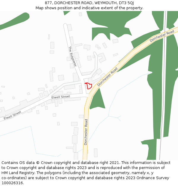 877, DORCHESTER ROAD, WEYMOUTH, DT3 5QJ: Location map and indicative extent of plot