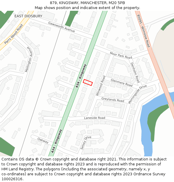 879, KINGSWAY, MANCHESTER, M20 5PB: Location map and indicative extent of plot