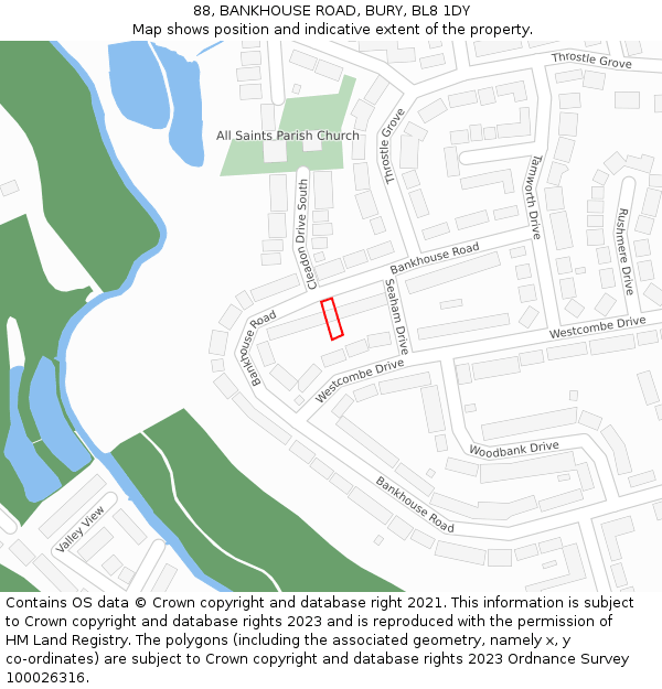 88, BANKHOUSE ROAD, BURY, BL8 1DY: Location map and indicative extent of plot