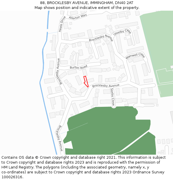 88, BROCKLESBY AVENUE, IMMINGHAM, DN40 2AT: Location map and indicative extent of plot