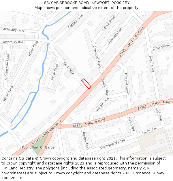 88, CARISBROOKE ROAD, NEWPORT, PO30 1BY: Location map and indicative extent of plot