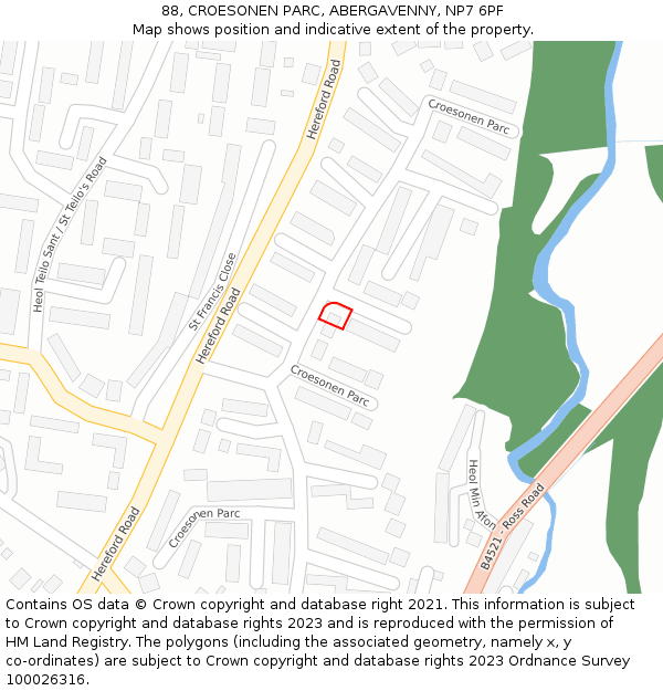 88, CROESONEN PARC, ABERGAVENNY, NP7 6PF: Location map and indicative extent of plot