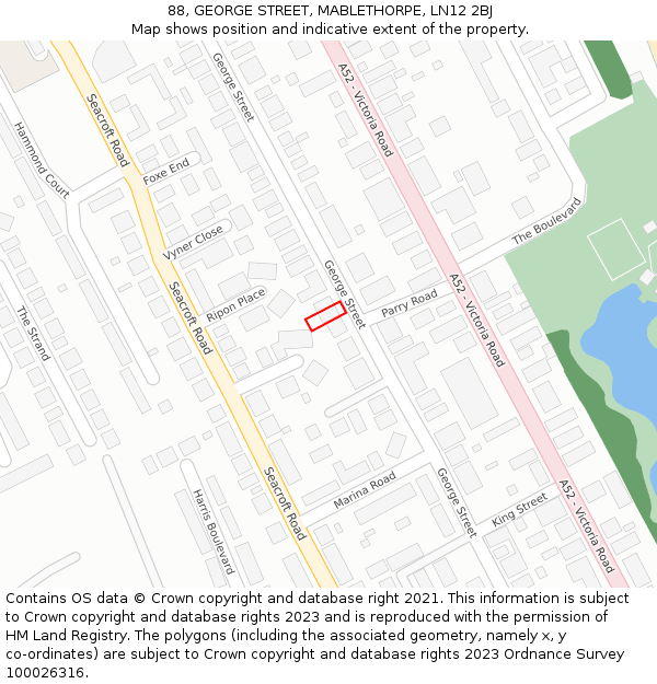 88, GEORGE STREET, MABLETHORPE, LN12 2BJ: Location map and indicative extent of plot