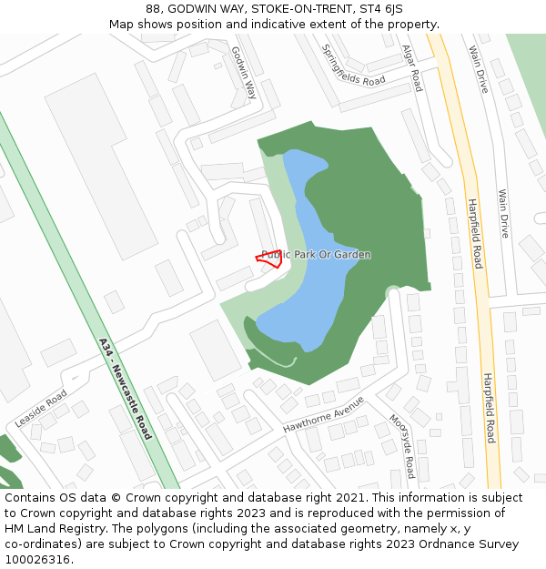 88, GODWIN WAY, STOKE-ON-TRENT, ST4 6JS: Location map and indicative extent of plot