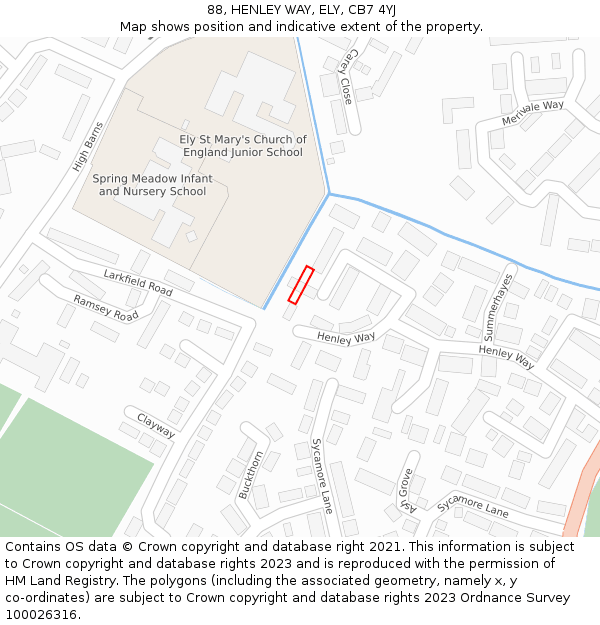 88, HENLEY WAY, ELY, CB7 4YJ: Location map and indicative extent of plot