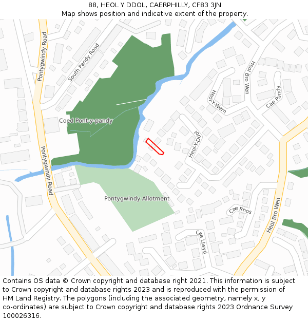 88, HEOL Y DDOL, CAERPHILLY, CF83 3JN: Location map and indicative extent of plot