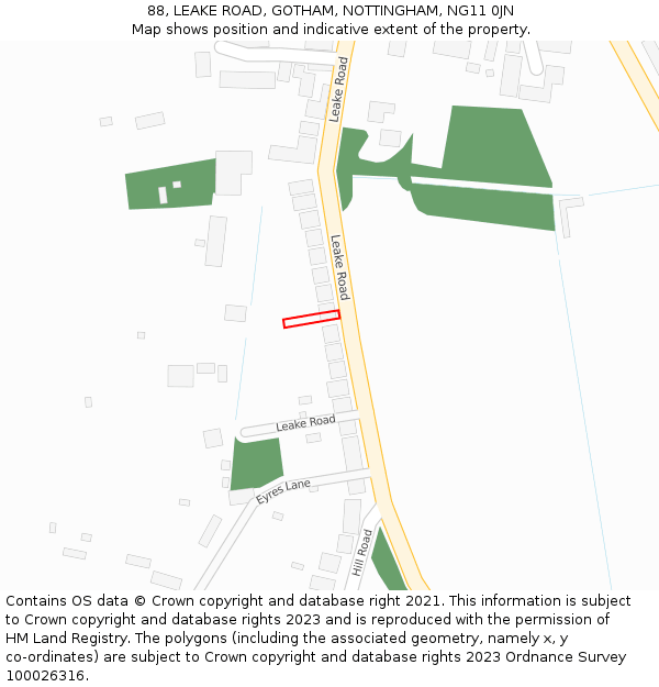 88, LEAKE ROAD, GOTHAM, NOTTINGHAM, NG11 0JN: Location map and indicative extent of plot