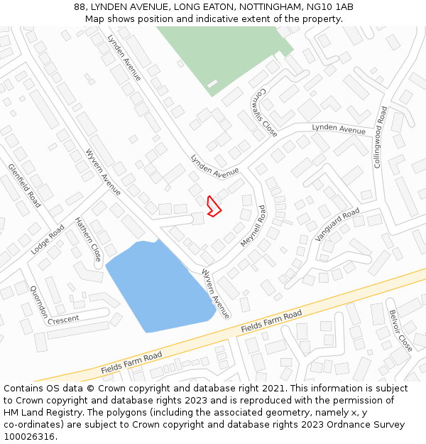 88, LYNDEN AVENUE, LONG EATON, NOTTINGHAM, NG10 1AB: Location map and indicative extent of plot