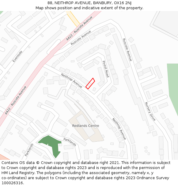 88, NEITHROP AVENUE, BANBURY, OX16 2NJ: Location map and indicative extent of plot