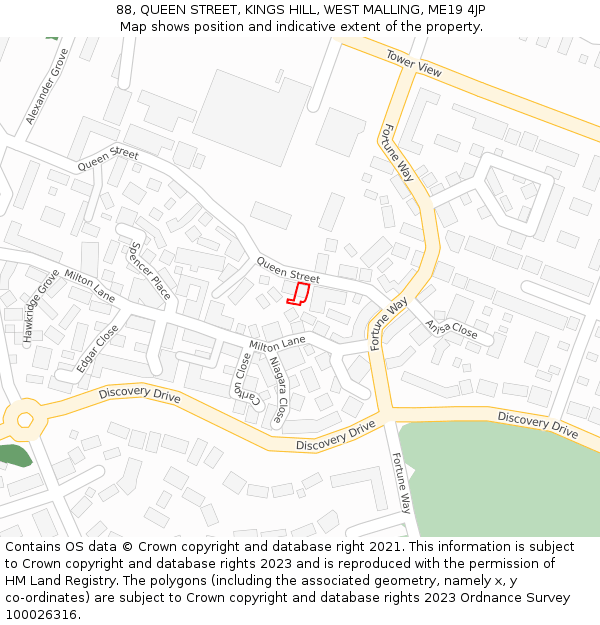 88, QUEEN STREET, KINGS HILL, WEST MALLING, ME19 4JP: Location map and indicative extent of plot