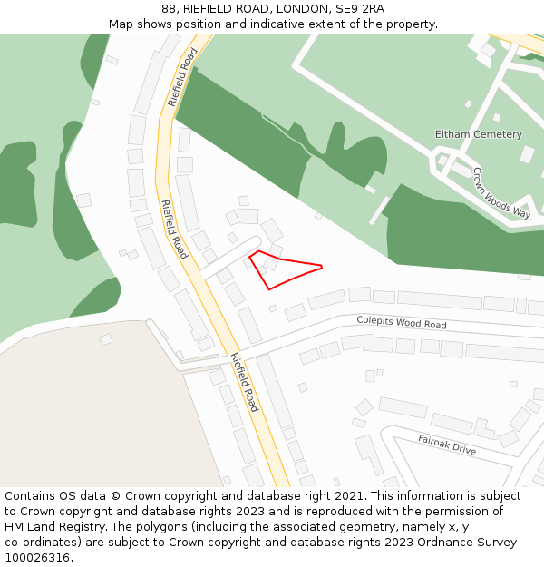 88, RIEFIELD ROAD, LONDON, SE9 2RA: Location map and indicative extent of plot