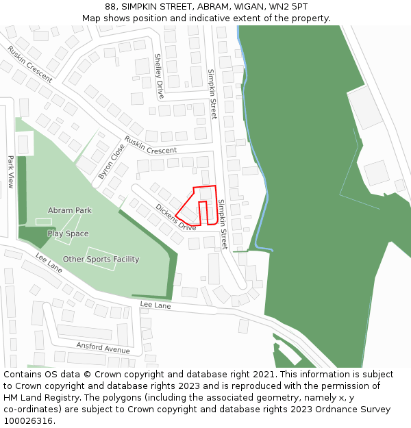 88, SIMPKIN STREET, ABRAM, WIGAN, WN2 5PT: Location map and indicative extent of plot