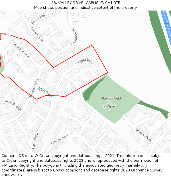 88, VALLEY DRIVE, CARLISLE, CA1 3TR: Location map and indicative extent of plot