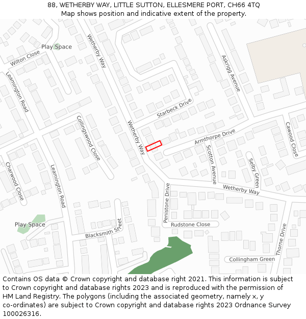 88, WETHERBY WAY, LITTLE SUTTON, ELLESMERE PORT, CH66 4TQ: Location map and indicative extent of plot
