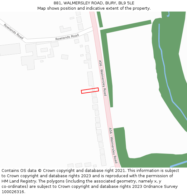 881, WALMERSLEY ROAD, BURY, BL9 5LE: Location map and indicative extent of plot