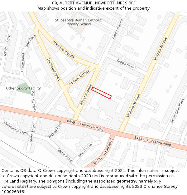 89, ALBERT AVENUE, NEWPORT, NP19 8FF: Location map and indicative extent of plot