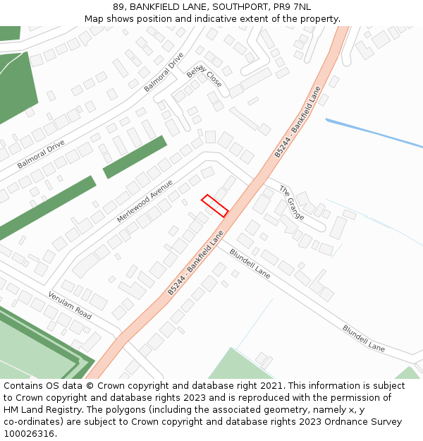 89, BANKFIELD LANE, SOUTHPORT, PR9 7NL: Location map and indicative extent of plot