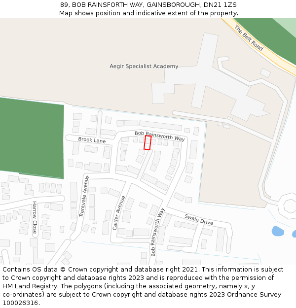 89, BOB RAINSFORTH WAY, GAINSBOROUGH, DN21 1ZS: Location map and indicative extent of plot