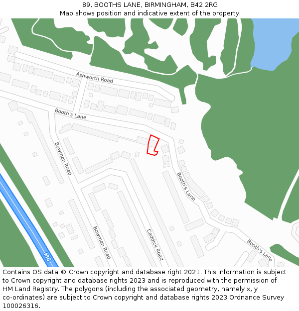 89, BOOTHS LANE, BIRMINGHAM, B42 2RG: Location map and indicative extent of plot