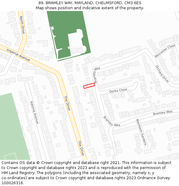 89, BRAMLEY WAY, MAYLAND, CHELMSFORD, CM3 6ES: Location map and indicative extent of plot