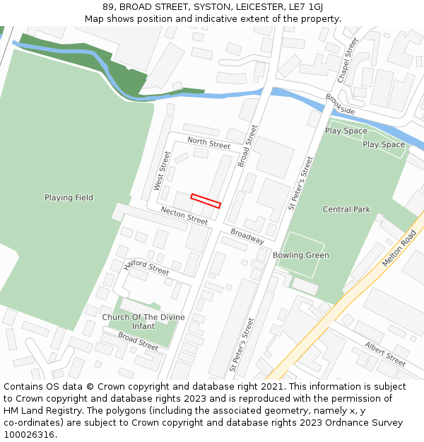 89, BROAD STREET, SYSTON, LEICESTER, LE7 1GJ: Location map and indicative extent of plot