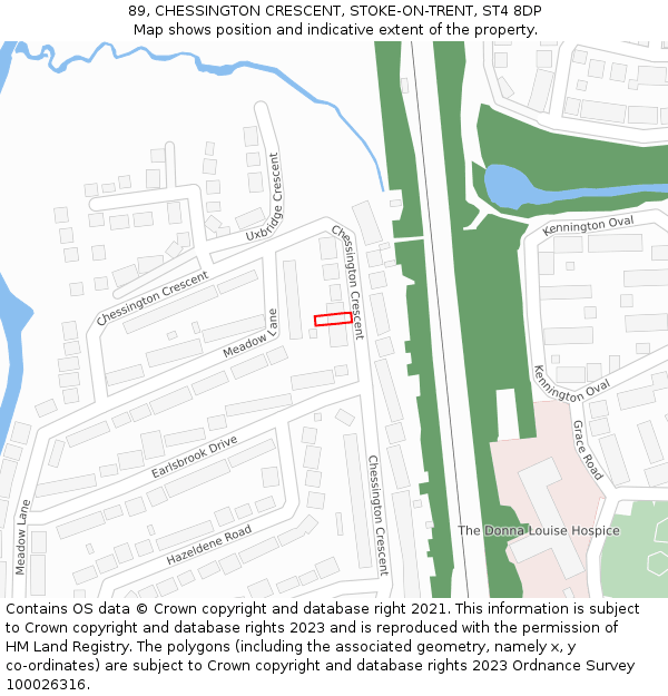 89, CHESSINGTON CRESCENT, STOKE-ON-TRENT, ST4 8DP: Location map and indicative extent of plot