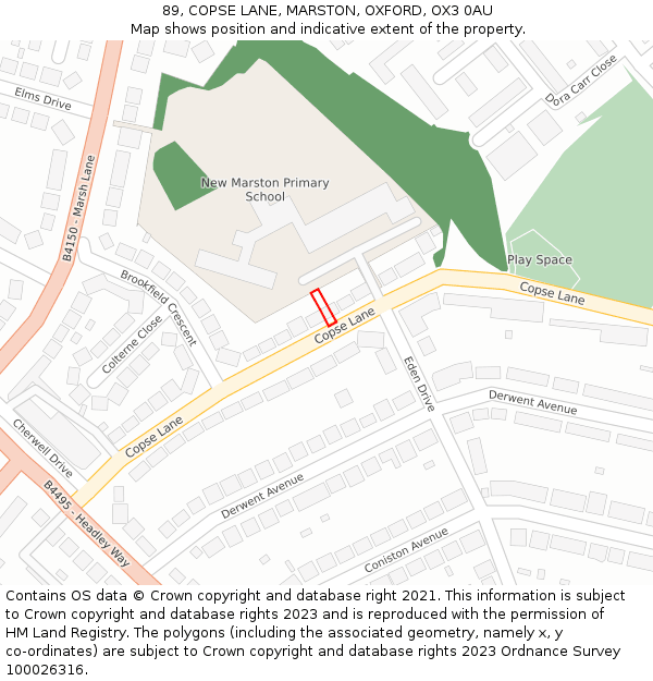 89, COPSE LANE, MARSTON, OXFORD, OX3 0AU: Location map and indicative extent of plot