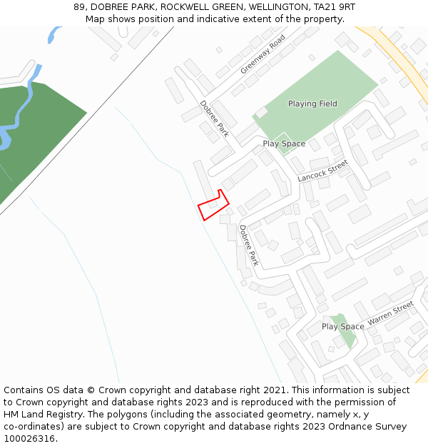 89, DOBREE PARK, ROCKWELL GREEN, WELLINGTON, TA21 9RT: Location map and indicative extent of plot