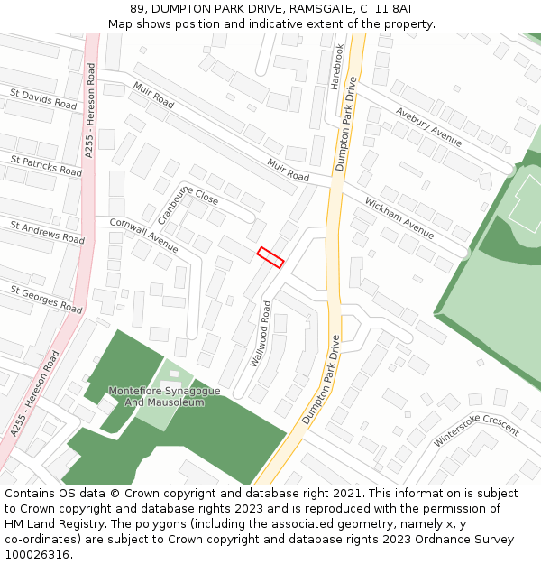 89, DUMPTON PARK DRIVE, RAMSGATE, CT11 8AT: Location map and indicative extent of plot