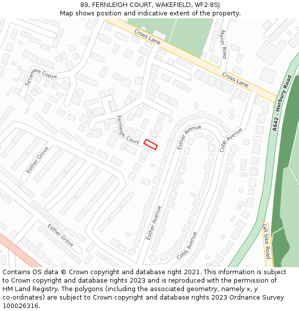 89, FERNLEIGH COURT, WAKEFIELD, WF2 8SJ: Location map and indicative extent of plot