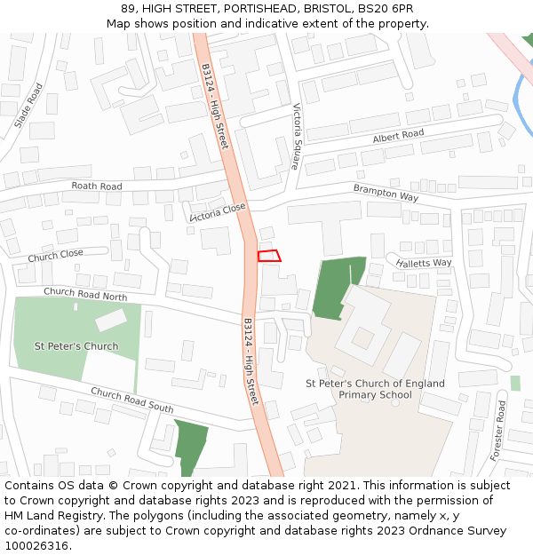 89, HIGH STREET, PORTISHEAD, BRISTOL, BS20 6PR: Location map and indicative extent of plot