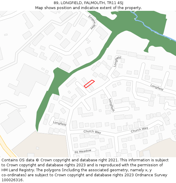 89, LONGFIELD, FALMOUTH, TR11 4SJ: Location map and indicative extent of plot