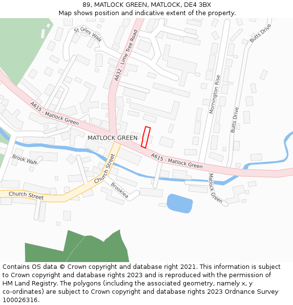 89, MATLOCK GREEN, MATLOCK, DE4 3BX: Location map and indicative extent of plot