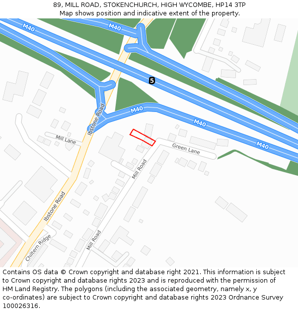 89, MILL ROAD, STOKENCHURCH, HIGH WYCOMBE, HP14 3TP: Location map and indicative extent of plot