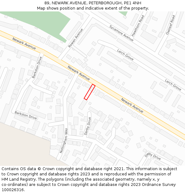 89, NEWARK AVENUE, PETERBOROUGH, PE1 4NH: Location map and indicative extent of plot