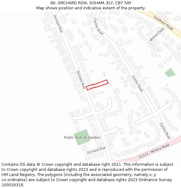 89, ORCHARD ROW, SOHAM, ELY, CB7 5AY: Location map and indicative extent of plot