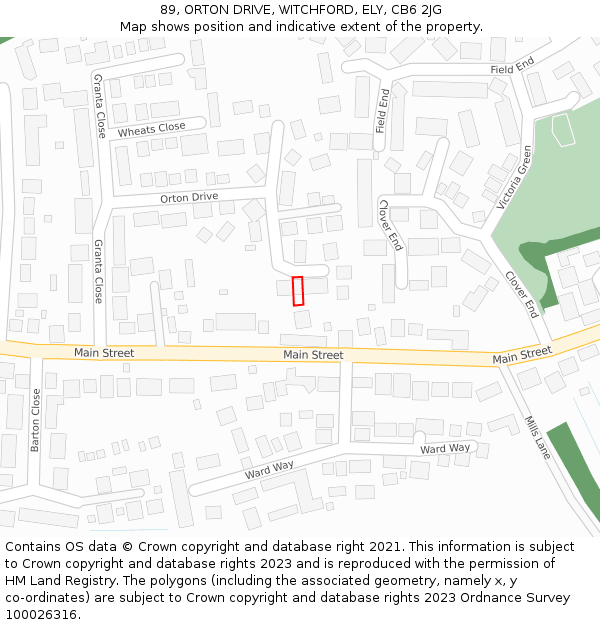 89, ORTON DRIVE, WITCHFORD, ELY, CB6 2JG: Location map and indicative extent of plot