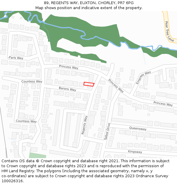 89, REGENTS WAY, EUXTON, CHORLEY, PR7 6PG: Location map and indicative extent of plot
