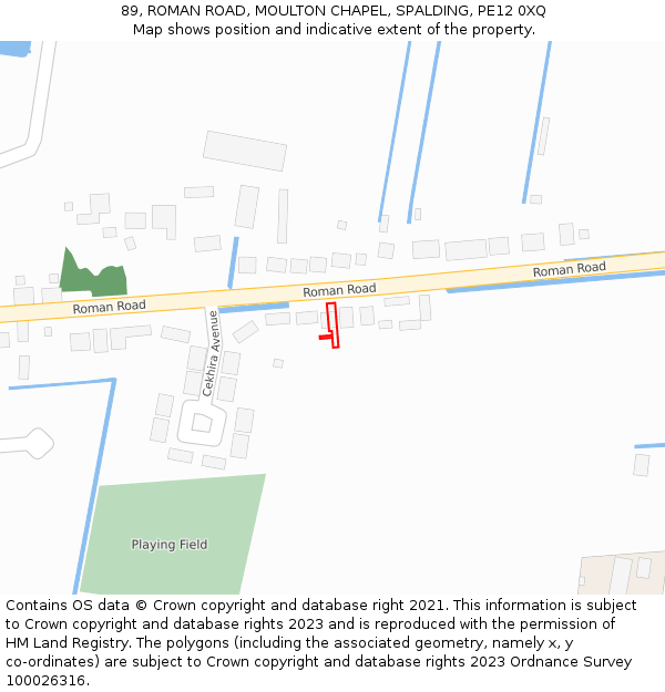 89, ROMAN ROAD, MOULTON CHAPEL, SPALDING, PE12 0XQ: Location map and indicative extent of plot