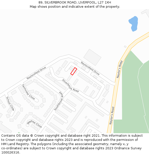 89, SILVERBROOK ROAD, LIVERPOOL, L27 1XH: Location map and indicative extent of plot